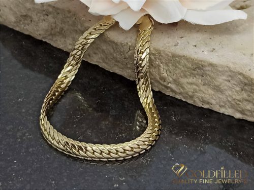 Antialergénny pozlátený náramok „Goldfilled“, dĺžka 19 cm a šírka 5,5 mm, farba 14K