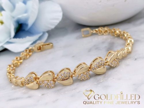 Antialergénny pozlátený náramok „Goldfilled“, dĺžka 18,5 cm a šírka 4-10 mm, farba 14K