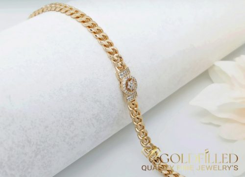 Antialergénny pozlátený náramok „Goldfilled“, dĺžka 18,5 cm a šírka 5-8 mm, farba 18K