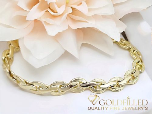 Antialergénny pozlátený náramok „Goldfilled“, dĺžka 19 cm a šírka 8 mm, farba 14K